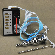 Electric Shock Kit Penis Plug Urethra Sound Anal Butt Plug Electro BDSM CockRing foto