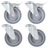 Gossi roti pivotante cu gaura pentru surub, 4 buc., 100 mm