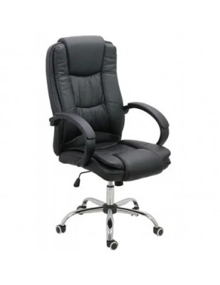 Scaun directorial OFF 429, piele ecologica, pivontant, rotire 360, baza cromata, 110 kg, negru foto
