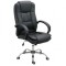 Scaun directorial OFF 429, piele ecologica, pivontant, rotire 360, baza cromata, 110 kg, negru