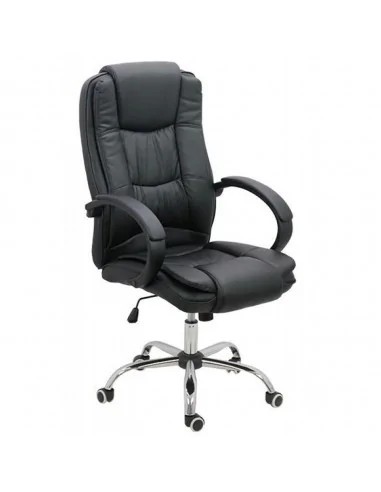 Scaun directorial OFF 429, piele ecologica, pivontant, rotire 360, baza cromata, 110 kg, negru