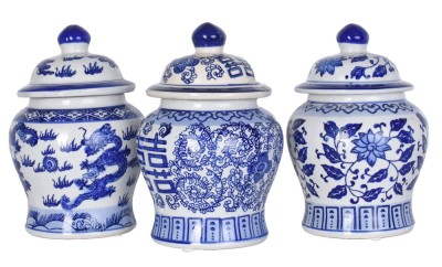 Set trei amfore chinezesti din ceramica pictata PIN010 foto
