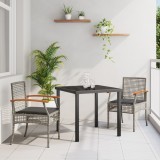 vidaXL Set de mese de grădină , 3 piese, cu perne din ratan sintetic gri