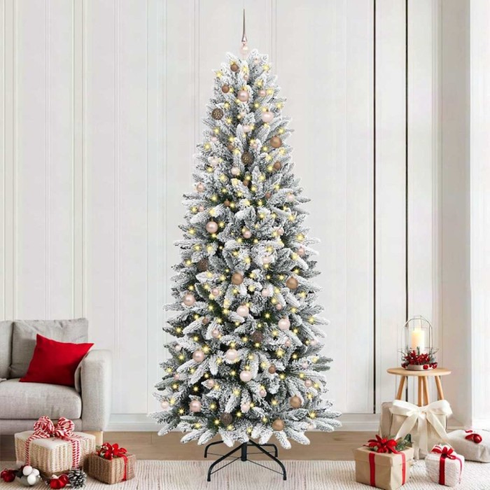 vidaXL BraddeCrăciunartificial cu 300 LED Alb 93 x 93 x 240 cm PVC 3396067
