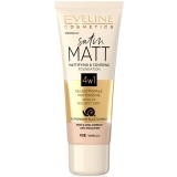 Fond de ten Satin Matt Mattifying &amp; Covering 102 Vanilla, 30ml, Eveline Cosmetics