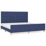 Cumpara ieftin Cadru de pat fara saltea, albastru, 200x200 cm, textil
