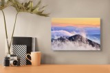 Tablou Canvas cu Munte &icirc;n Ceață la Apus, , Multicolor, 39 x 26 cm, CMCLASS