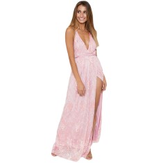 Q689-5 Rochie lunga cu spatele gol si decolteu in V