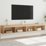 Cumpara ieftin Comode TV cu lumini LED, 2 buc., stejar sonoma, 100x30x30 cm