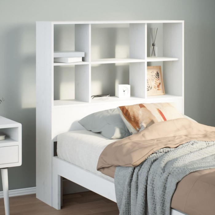 Gossi tablie de pat cu depozitare alb 90 cm lemn masiv de pin