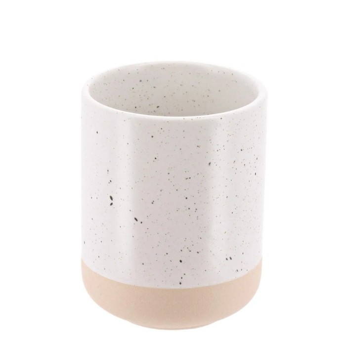 Suport Periuțe Ceramică Mat &ndash; Alb / Bej