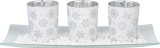Suport lumanari MagicHome de Craciun, pe tava, alb, 26x12x7 cm