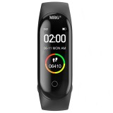 Bratara Fitness Inteligenta MRG P-M4, Bluetooth, Notificari, Puls, Calorii, Somn, Negru, Compatibil Android/iOS