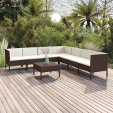 vidaXL Set mobilier de grădină cu perne, 8 piese, maro, poliratan 3094455