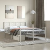 Cumpara ieftin Cadru de pat metalic cu tăblie, alb, 140x200 cm