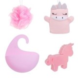 Set Bureti de Baie Unicorn cu Husa Suspendabila, 4 buc, Roz, CMCLASS