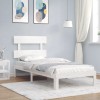 VidaXL Cadru pat fără saltea, alb, 100x200 cm, lemn masiv pin