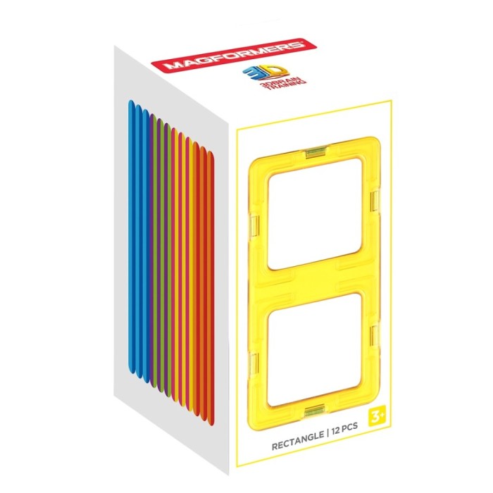 Joc magnetic de construcE, &ordm;ie Magformers Rectangle Set - 12 piese in forma de dreptunghi