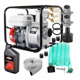 Cumpara ieftin Set Motopompa apa 6.5CP, 2 toli, 500 l/min, H-23m, furtun ref. 20m, furtun abs. 8m, Micul Fermier si Ulei Motor 4Timpi