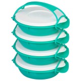 Caserola alimente, plastic, etansa, verde, 4 compartimente, 4x1 L, 22.4x20.5x29.5 cm, MagicHome, Magic Home