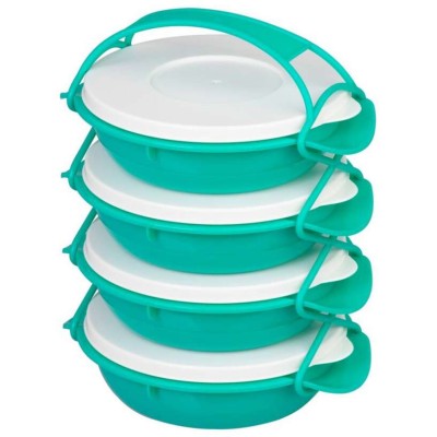 Caserola alimente, plastic, etansa, verde, 4 compartimente, 4x1 L, 22.4x20.5x29.5 cm, MagicHome foto
