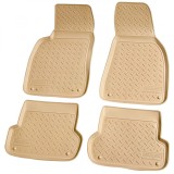 Set de 4 covorase bej cauciuc 3D stil tavita premium pentru Audi A4 B6, B7 din 2000-2008, Seat Exeo 2009-2013, Recambo