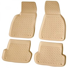 Set de 4 covorase bej cauciuc 3D stil tavita premium pentru Audi A4 B6, B7 din 2000-2008, Seat Exeo 2009-2013 foto