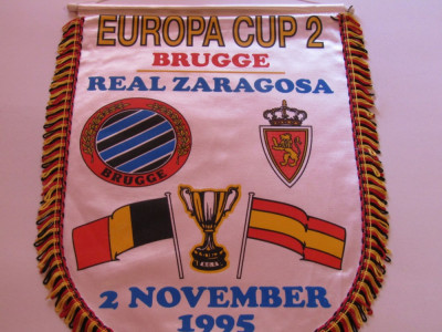 Fanion fotbal Club Brugge - Real Zaragoza FC, Europa Cup,1995 foto