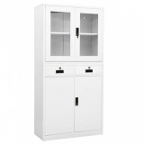 Cumpara ieftin Dulap de birou, alb, 90x40x180 cm, oțel/sticlă securizată