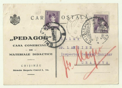 cp antet CASA COMERCIALA DE MATERIALE DIDACTICE PEDAGOG DIN CHISINAU - 1930 foto