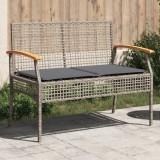 VidaXL Bancă de grădină cu pernă, gri, poliratan/lemn acacia 366256