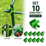 Conectori de tip T pentru araci de gradina, diametru 11 mm, set 10 bucati