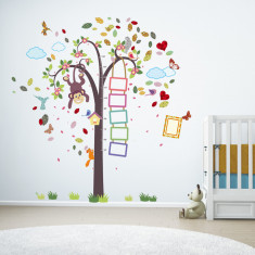 Sticker Height Chart With Monkey and Photo Frame Animal Tree
