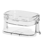 Savoniera cu suport 2 in 1, flippy, pentru perete sau blat, pet, scurgere optima, argintiu transparent