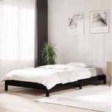 Cumpara ieftin Pat stivuibil, negru, 80x200 cm, lemn masiv de pin