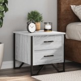 Set 2 Noptiere Gossi Gri Sonoma 40x41x40 cm Lemn Prelucrat cu 2 Sertare Moderne