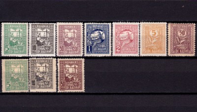 RO 1918 &amp;quot;Timbru de ajutor &amp;quot;,serie + var. hartie/culoare ,urme MLH+MNH foto