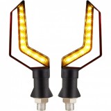 Set 2 lampi semnalizare moto bumerang &acirc; 2 functii: pozitie si semnalizare, 12v, design modern