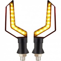 Set 2 lampi semnalizare moto bumerang &acirc; 2 functii: pozitie si semnalizare, 12v, design modern