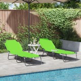 VidaXL Șezlong pliabil 2 piese portabil din țesătură Oxford verde 600D