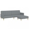 Canapea extensibila cu taburet, 2 locuri, gri deschis, textil