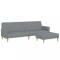 Canapea extensibila cu taburet, 2 locuri, gri deschis, textil