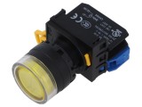 Comutator acţionat prin apăsare galben 22mm, 2 moduri de deschidere