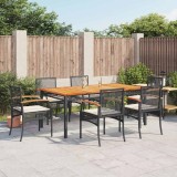 vidaXL Set mobilier de grădină cu perne, 7 piese, negru, poliratan 3213564