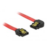 Cablu SATA III 6 Gb/s drept-unghi cu fixare Rosu 50cm, Delock 83964
