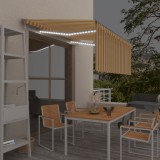 VidaXL Copertină automată cu stor&amp;LED&amp;senzor v&acirc;nt albastru&amp;alb 3x2,5 m