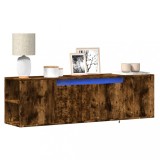 VidaXL Comodă TV perete cu lumini LED, stejar fumuriu, 135x31x39,5 cm