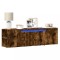 Gossi comoda tv perete cu lumini led, stejar fumuriu, 135x31x39,5 cm