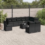 Gossi set canapele de gradina cu perne, 11 piese, negru, poliratan