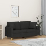 vidaXL Canapea cu 2 locuri cu pernuțe, negru, 140 cm, textil 3200913